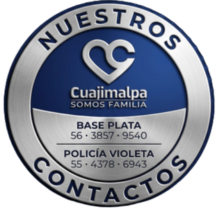 Nuestros Contactos — Base Plata: 56·3857·9540, Policía Violeta: 55·4378·6943