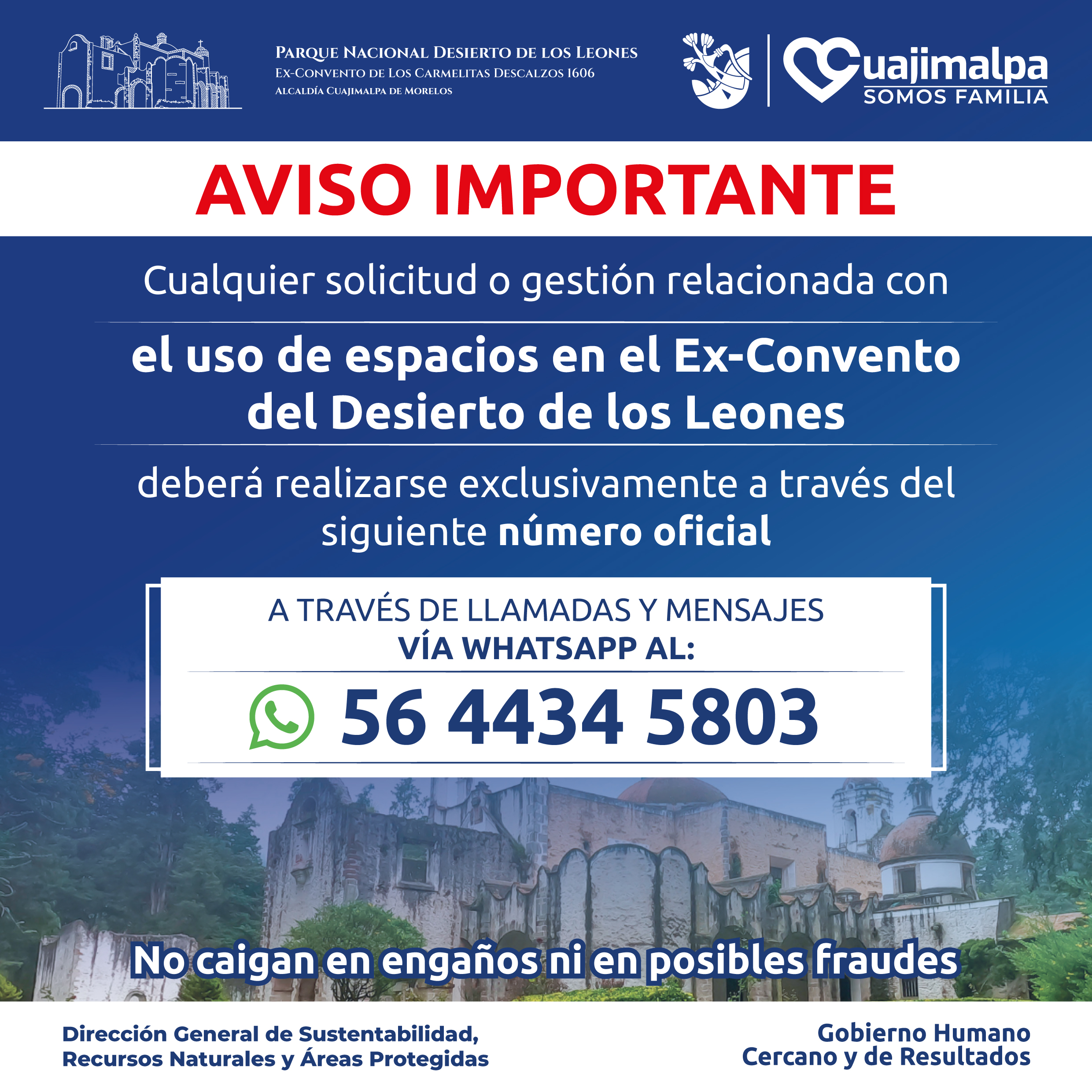 Aviso Exconvento Desierto Leones